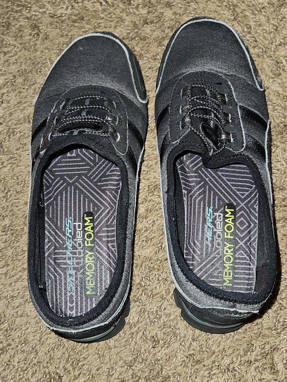 Skechers Black Slip-On Memory Foam Casual Shoes